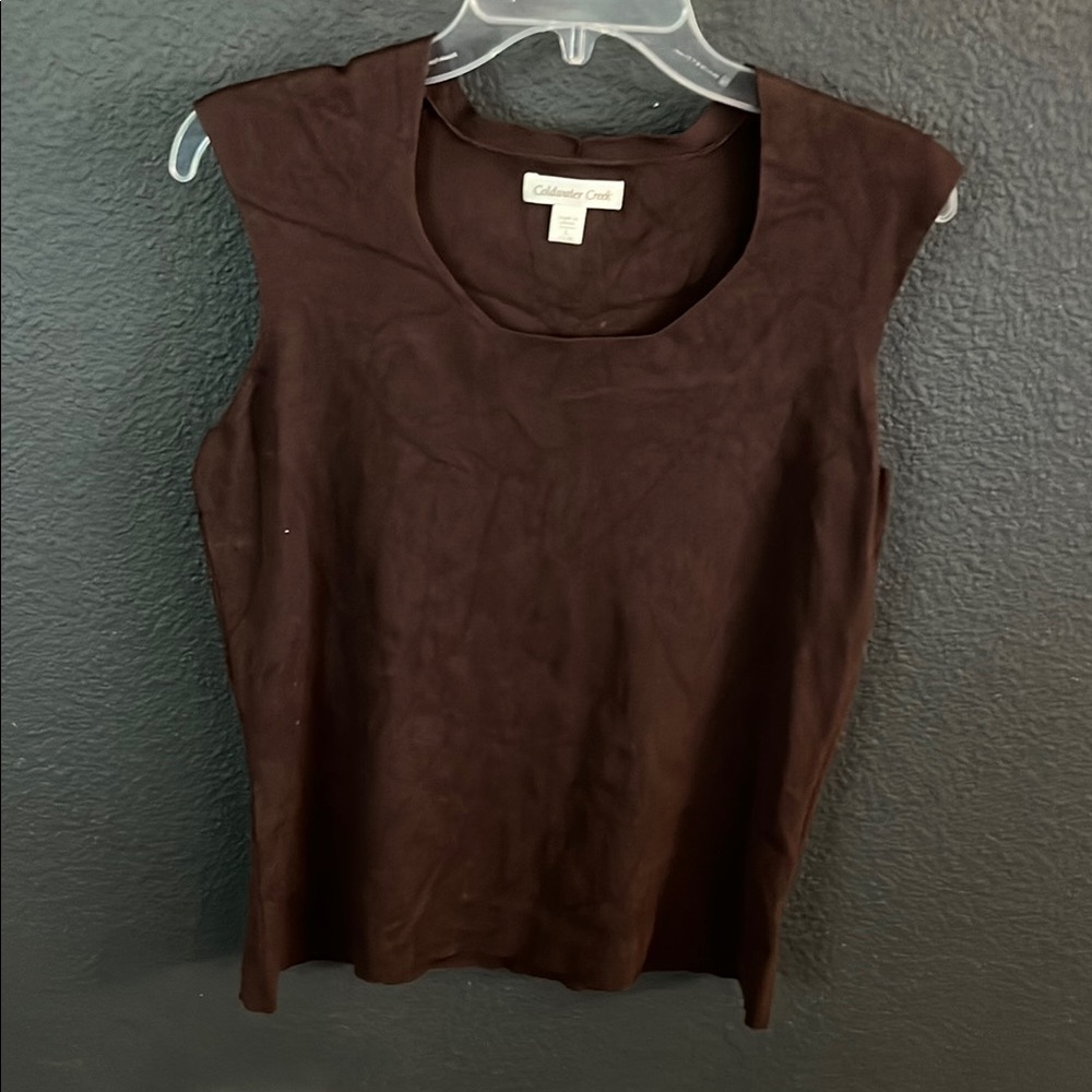 Women’s Coldwater Creek Brown Muscle Tee with Crew Neckline